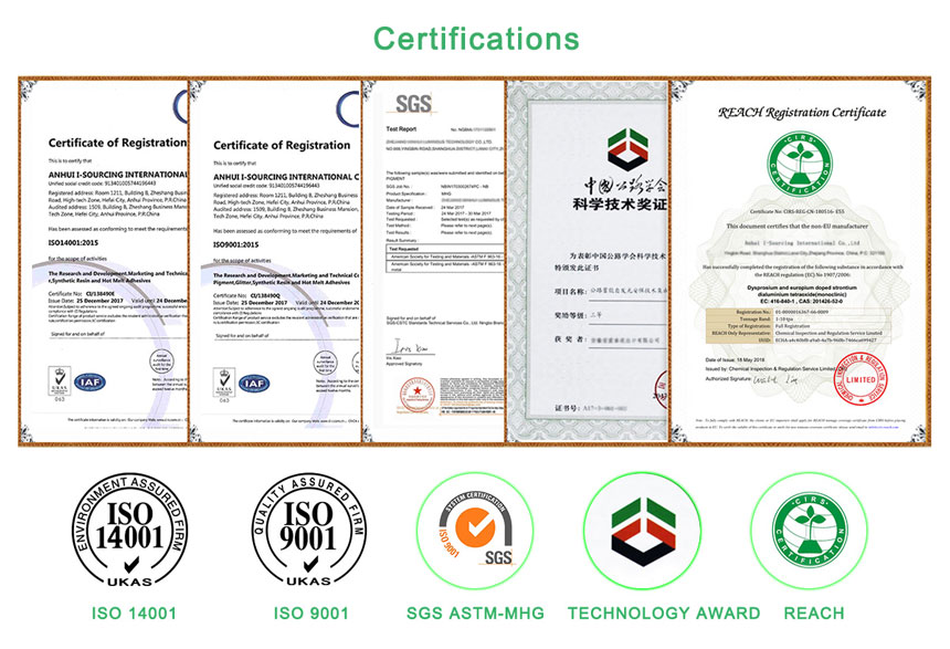 certifications of yellow glow powder