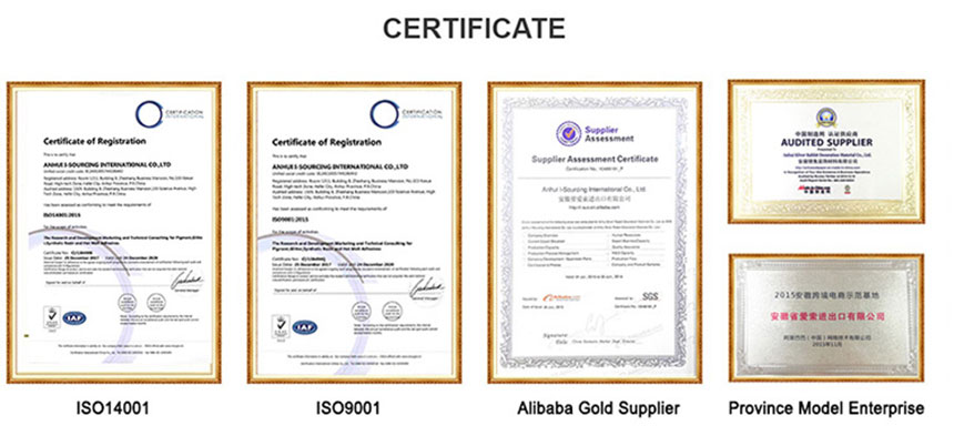 certificate of biodegradable gold glitter cosmetics