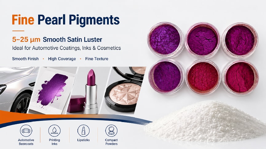Pearl pigment particle size selection fine medium coarse grades visual effect