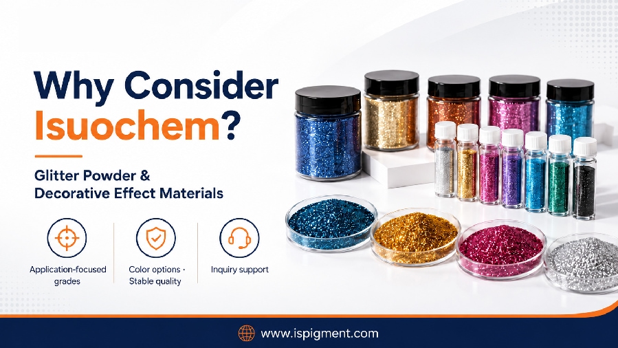 iSuoChem glitter powder application support and sample evaluation for coating printing plastic and craft buyers