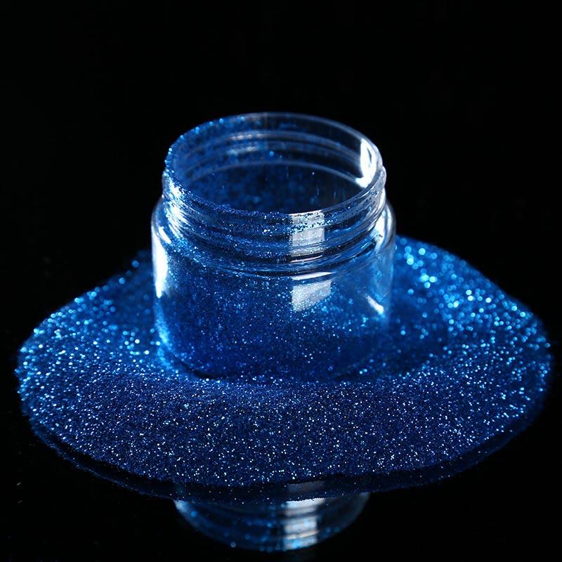 blue nails glitter powder